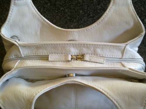White faux leather handbag