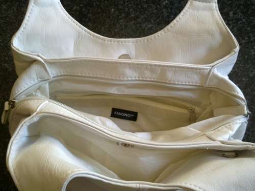 White faux leather handbag