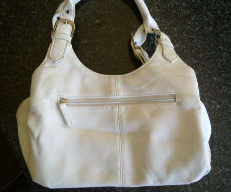 White faux leather handbag