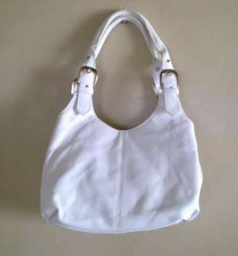 White faux leather handbag