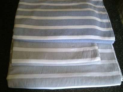 Three large 100% cotton striped bath or beach towels