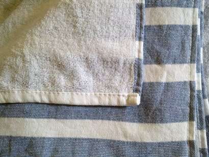 Three large 100% cotton striped bath or beach towels