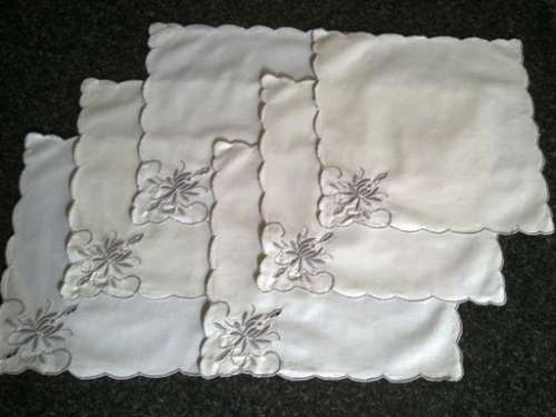 Six vintage cotton lunch napkins