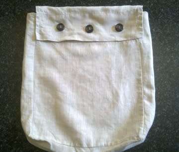 Small natural linen laundry/shoe/travel bag