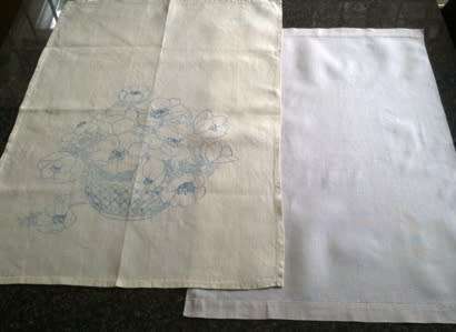 Two vintage linen towels - kitchen or guest
