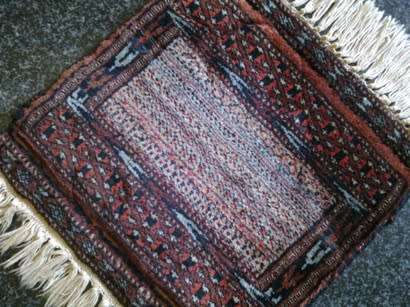 Mini Persian carpet hand knotted wool - dark chocolate field