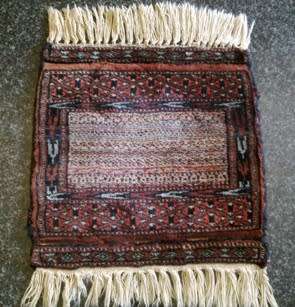 Mini Persian carpet hand knotted wool - dark chocolate field