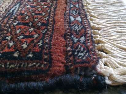 Mini Persian carpet hand knotted wool - dark chocolate field