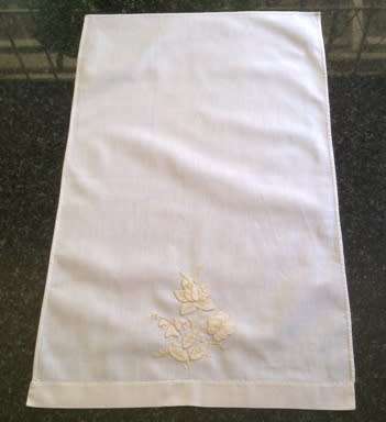 Cream cotton embroidered guest hand towel
