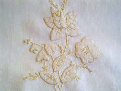 Cream cotton embroidered guest hand towel