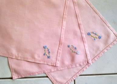 Three lovely pink linen lunch napkins