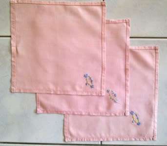 Three lovely pink linen lunch napkins