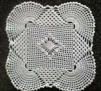 Unusual white cotton crochet doilie 20cm