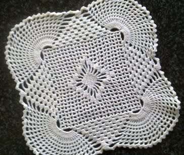 Unusual white cotton crochet doilie 20cm