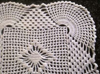 Unusual white cotton crochet doilie 20cm
