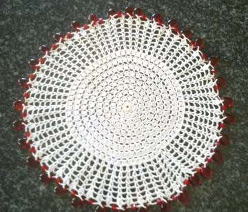 Vintage glass beaded doilie 20cm