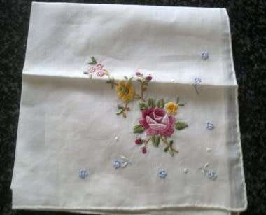 Vintage boxed set of three Swiss hankies and one other