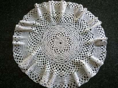 Large white crochet doilie 48cm