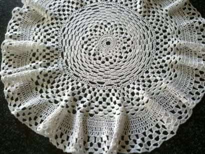 Large white crochet doilie 48cm