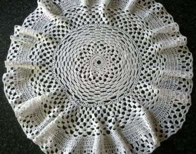 Large white crochet doilie 48cm