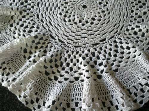 Large white crochet doilie 48cm
