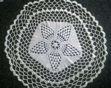 Two large lacy cotton crochet doilies - 47 x 36cm