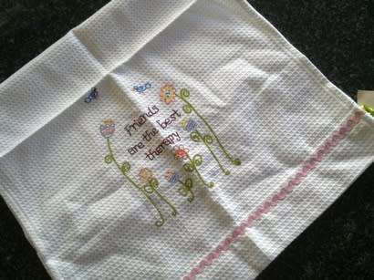 White cotton linen blend friendship towel