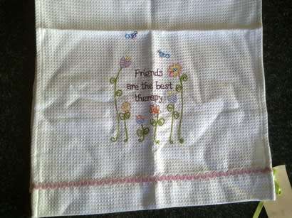 White cotton linen blend friendship towel