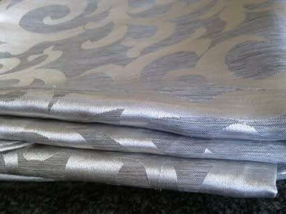 Stunning large round silver grey Damask tablecloth