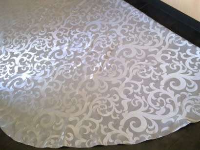 Stunning large round silver grey Damask tablecloth