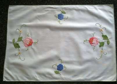 White cotton hand embroidered tray cloth