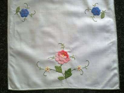 White cotton hand embroidered tray cloth