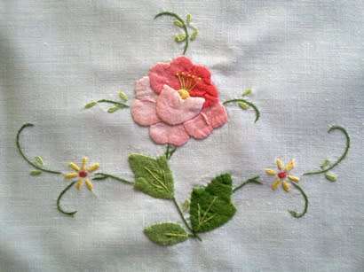 White cotton hand embroidered tray cloth