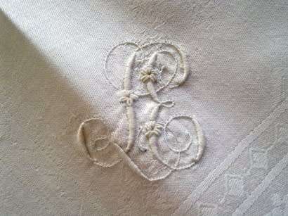 Antique white Irish linen dinner serviette