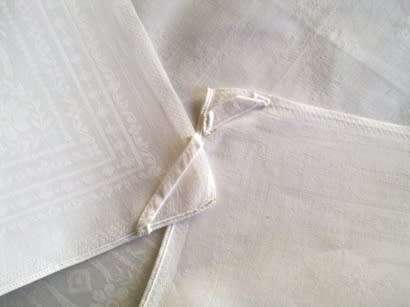 Antique white Irish linen dinner serviette