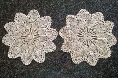 Pair of antique crochet doilies 21cm