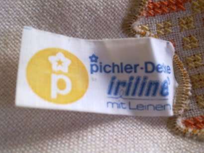 Vintage round cross stitch cotton/linen tablecloth 1.7m