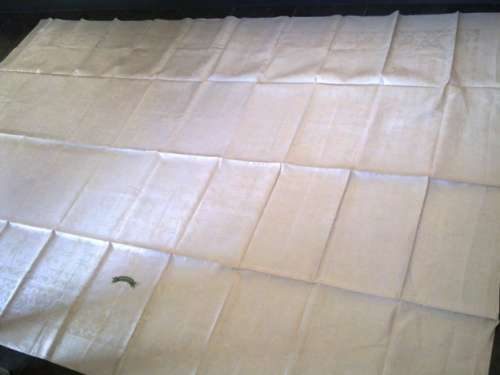 Exquisite large antique Irish Damask linen tablecloth 2.4m