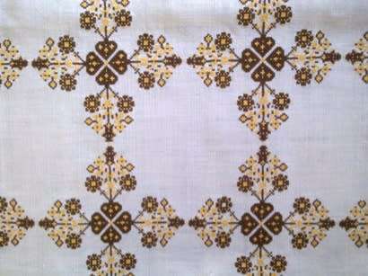 Vintage linen hand embroidered tablecloth