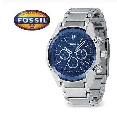 BRAND NEW Fossil CH2516 Chronograph Collection Stainless Steel Blue Dial 100M Mens Watch