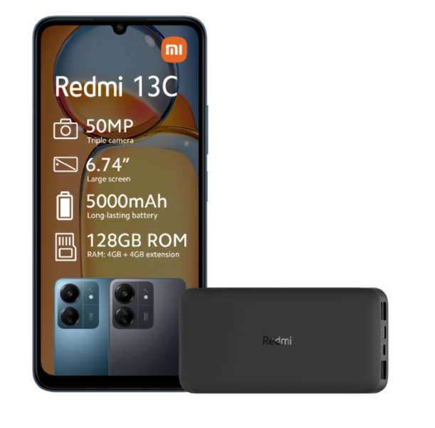 BRAND NEW, SEALED Xiaomi Redmi 13C Dual Sim PHONE WITH 24 MONTH WARRANTY & FREE POWERBANK