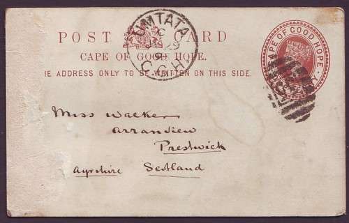 CAPE of GOOD HOPE  - Postal Stationery used in UMTATA proving BONC 55