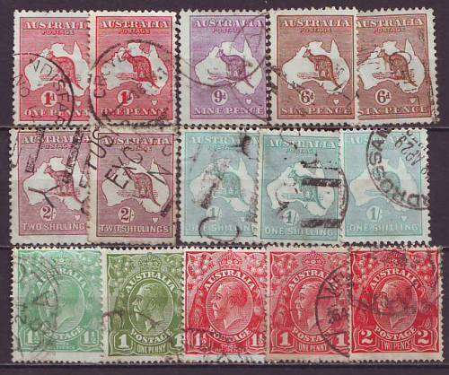 AUSTRALIA - Nice lot of Roos, KGV  VF USED
