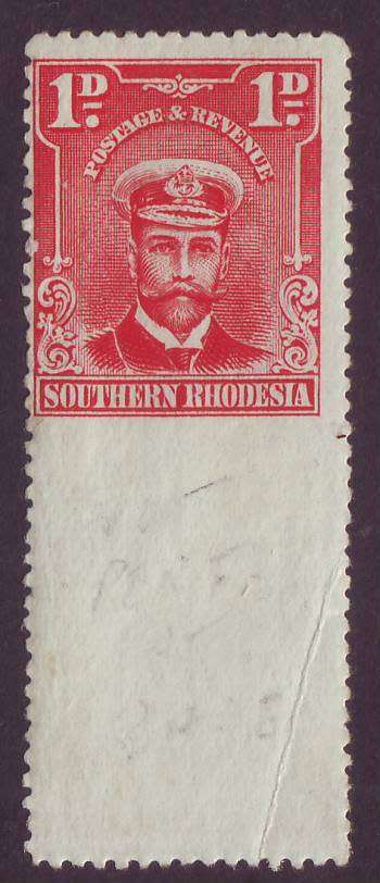 SOUTHERN RHODESIA   -  1924 KGV Admiral 1d imperforated gutter at bottom *MM/UM**