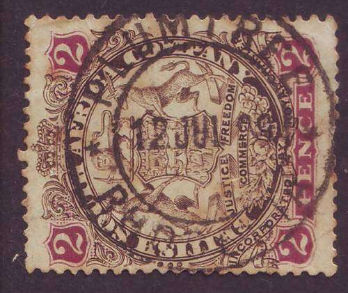 BSAC  - 1896 Large Arms issue  PLUMTREE postmark on 2d