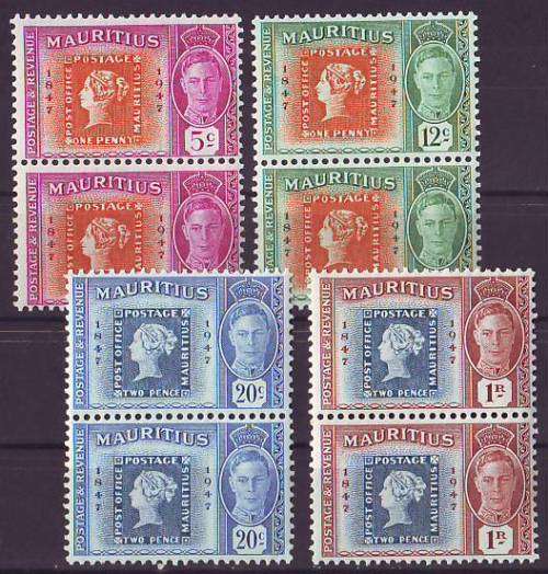 MAURITIUS - 1948 complete set in pairs **UM**