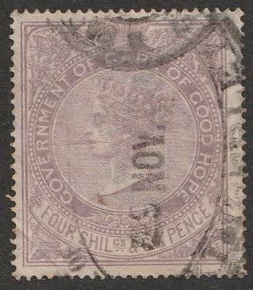 Cape of Good Hope -  QV  REVENUE 4 shillings and 6 pence Lilac Barefoot  24