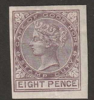 Cape of Good Hope - REVENUE QV 8d mauve imperforated Wmk Crown CA *MM*