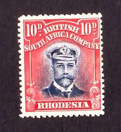 RHODESIA  BSAC  -  1913 ADMIRALS  10d   DIE II Perf. 15  SG 247 LMM