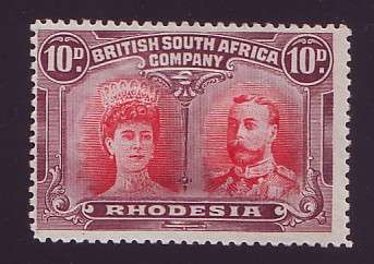 BSAC - RHODESIA  DOUBLE HEADS  10d SACC 149 MM